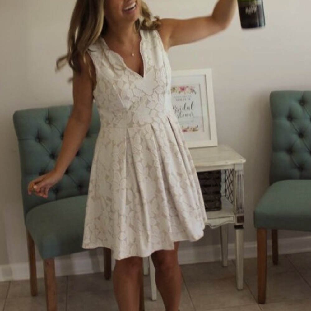 • She & Sky Ivory White Lace Dress •
